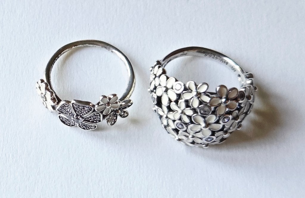 ZILVEREN PANDORA BLOEMEN RINGEN, Ophalen, Wit, Dame, Kleiner dan 17