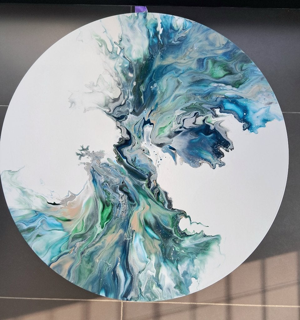 Abstract Modern Acryl canvas 70cm diameter, Antiek en Kunst, Kunst | Schilderijen | Modern, Ophalen, Gesigneerd, Acrylverf, Abstract