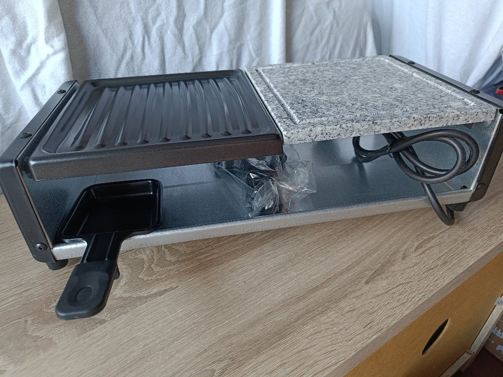 Raclette toestel met grill plaat en natuursteen, Ophalen, Nieuw, 8 personen of meer