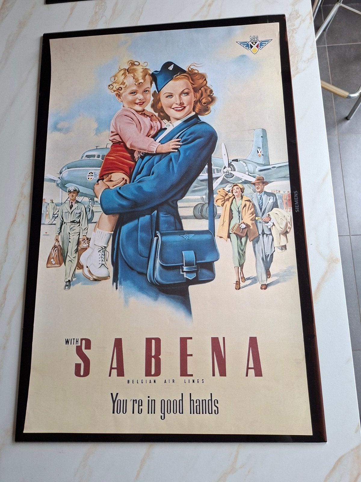 Poster Sabena 47,5/76cm, Collections, Posters & Affiches