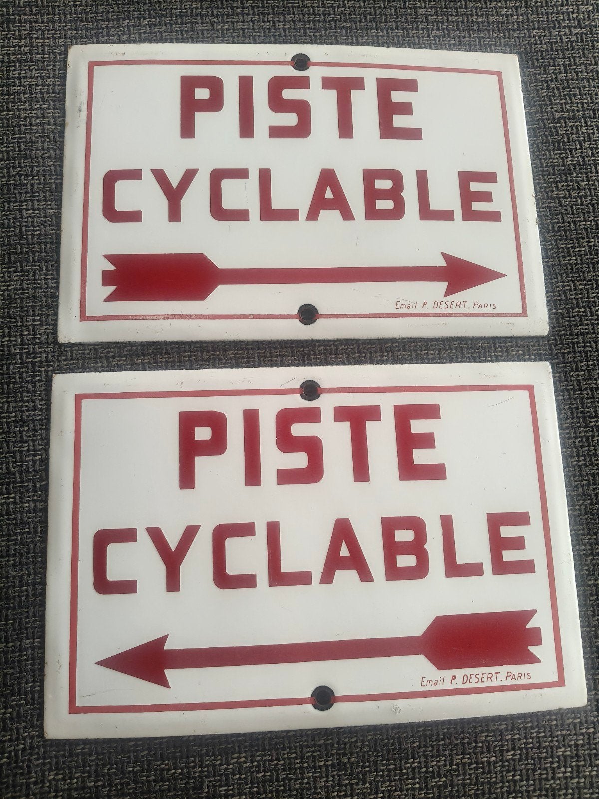 Zeer zeldzaam paar geëmailleerde fietspadplaten, Ophalen of Verzenden