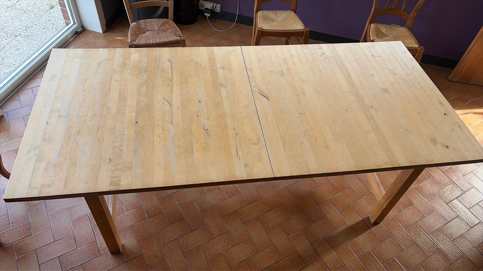 Grande Table à manger en bois (Ikea), Maison & Meubles, 200 cm ou plus, 100 à 150 cm, Enlèvement, Utilisé