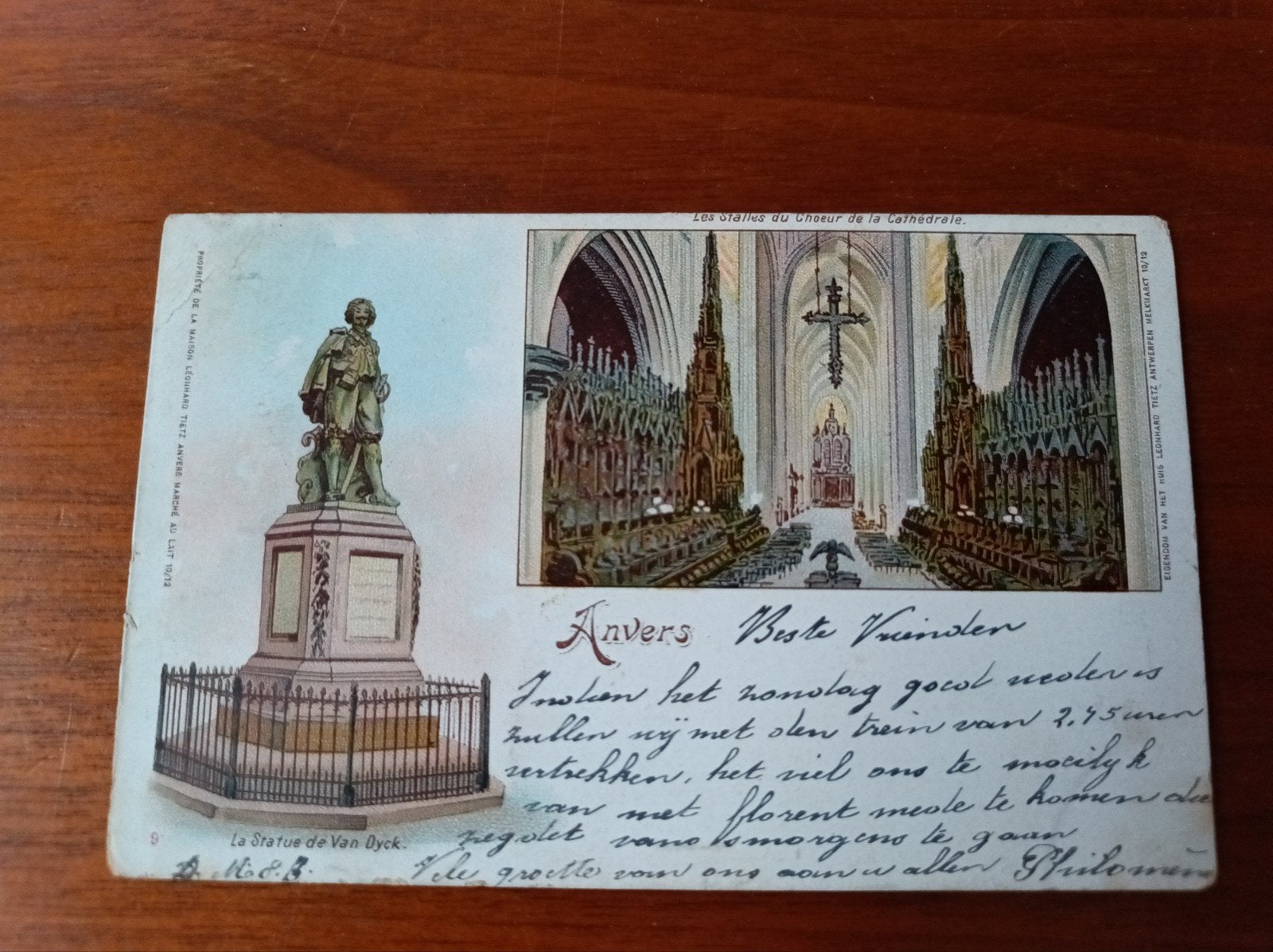 Standbeeld Van Dyck en koor van de kathedraal, Ophalen of Verzenden, Voor 1920