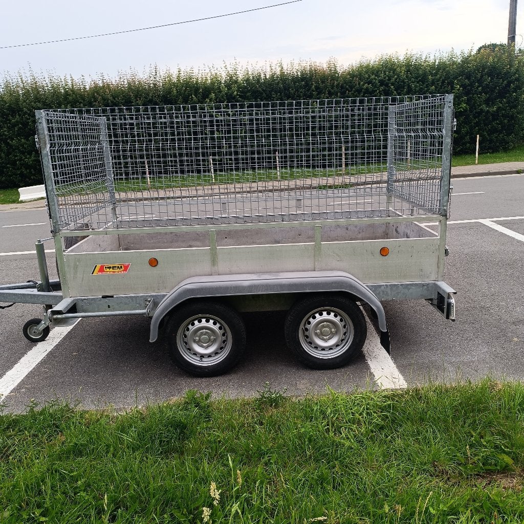 Dubbelassige aanhangwagen, aluminium en gaas in nikkel, Auto diversen, Aanhangers en Bagagewagens, Ophalen, Gebruikt