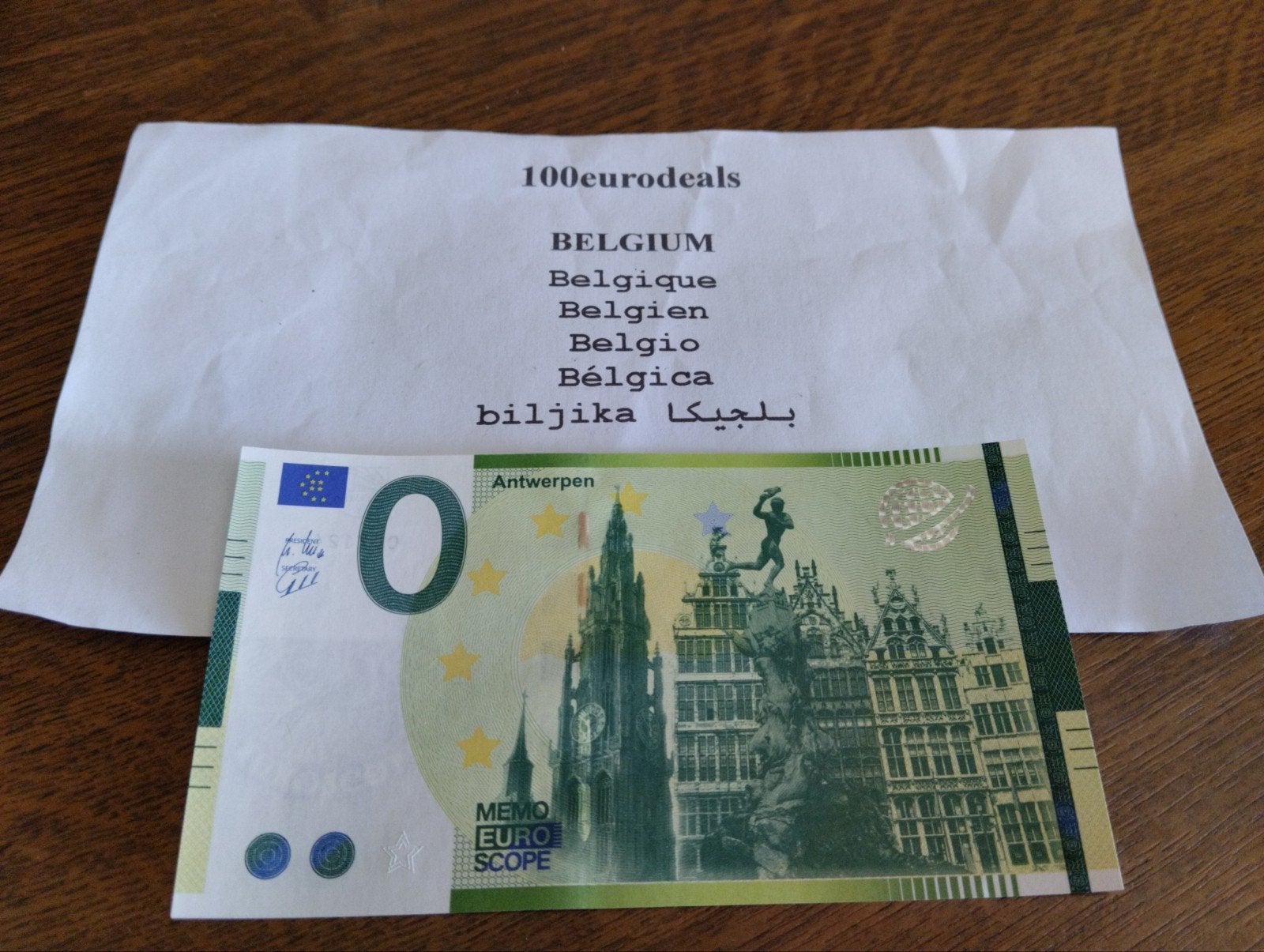 België 0 euro memo euro scope souvenir  city Antwerpen., Postzegels en Munten, Bankbiljetten | Europa | Eurobiljetten, Verzenden