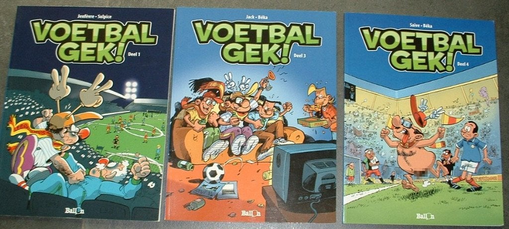 3 strips voetbalgek nrs 1-3-4, Meerdere stripboeken, Ophalen of Verzenden