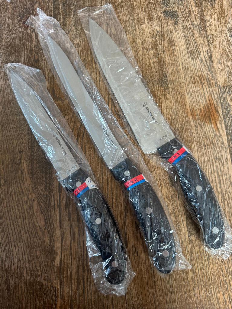 3 keukenmessen Brüder Wahl 18/10 inoxydable, Ophalen, Nieuw, Inox of Chroom
