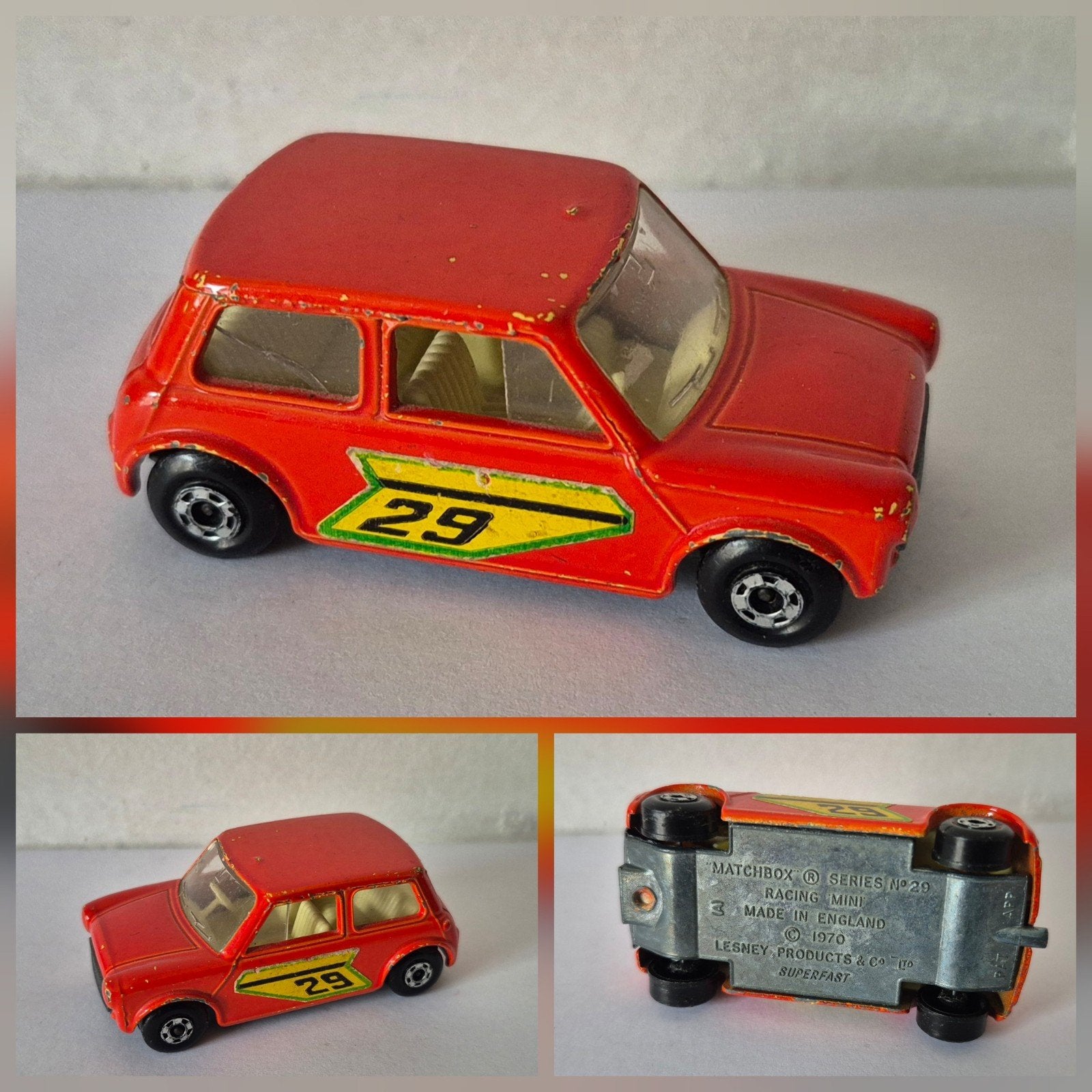 Matchbox 29-B 1971 Racing Mini (orange body), Enlèvement ou Envoi, Utilisé, Voiture