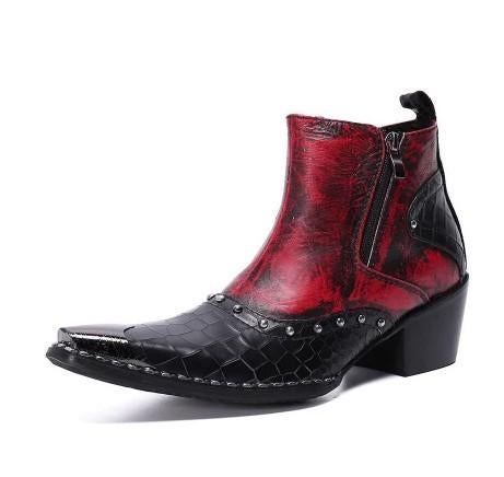 Zwart-rode enkelboots voor heren, Ophalen, Nieuw, Zwart