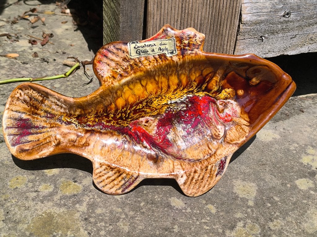 Plat céramique Vallauris vintage 1960 poisson "Grau d'Agde", Enlèvement ou Envoi