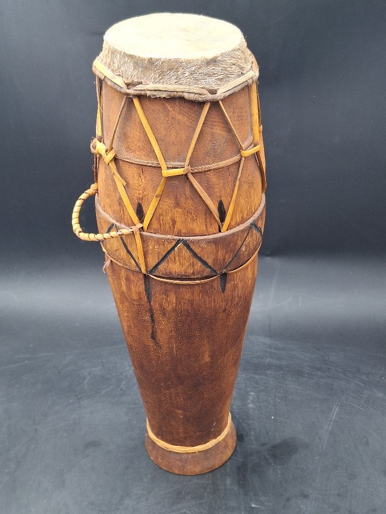 oude houten Afrikaanse Kpanlogo-trommel, jaren 50, Antiek en Kunst, Ophalen of Verzenden