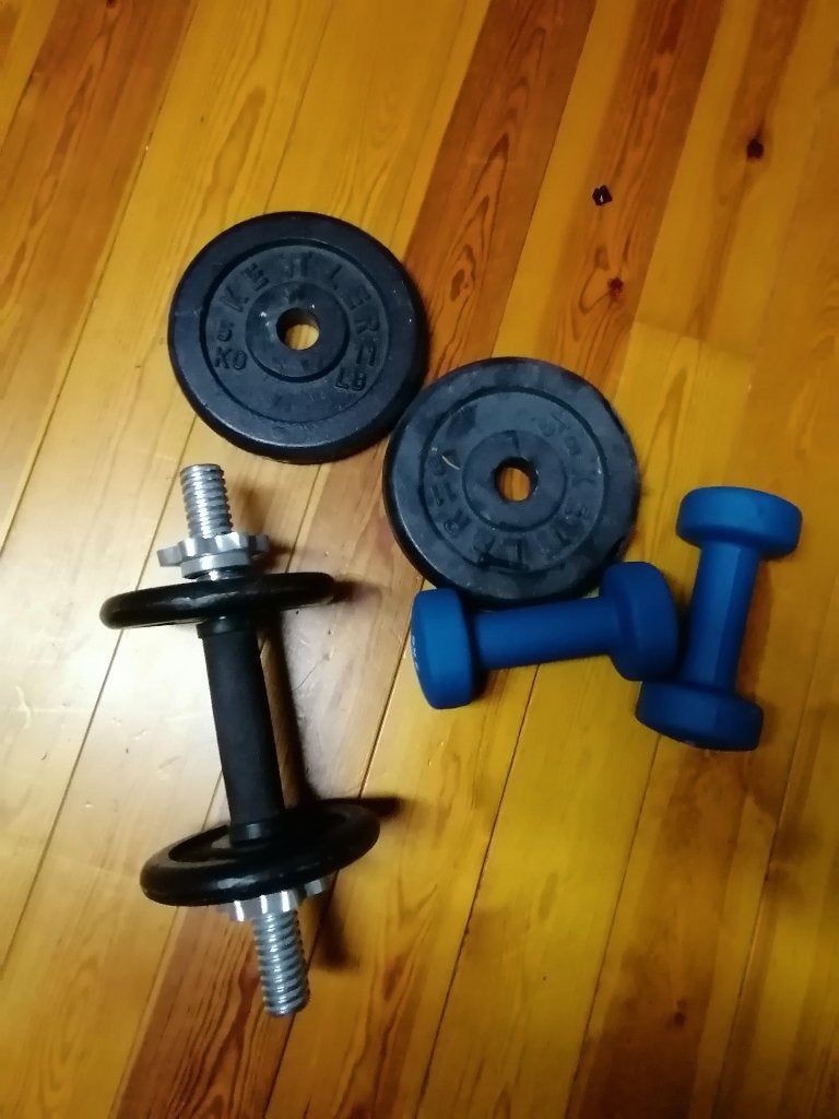 2 gewichten van elk 3kg halter van Kettler, Sports & Fitness, Enlèvement, Comme neuf, Dos, Plaques d'haltères