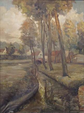 Jos Trotteyn (1910-2002): Landschap 1938 (O/D, 75 x 95 cm), Antiek en Kunst, Ophalen of Verzenden