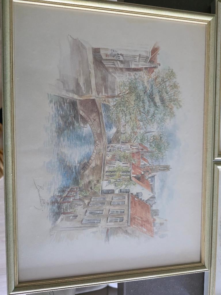 Aquarel schilderijen van Brugge, Antiek en Kunst, Ophalen