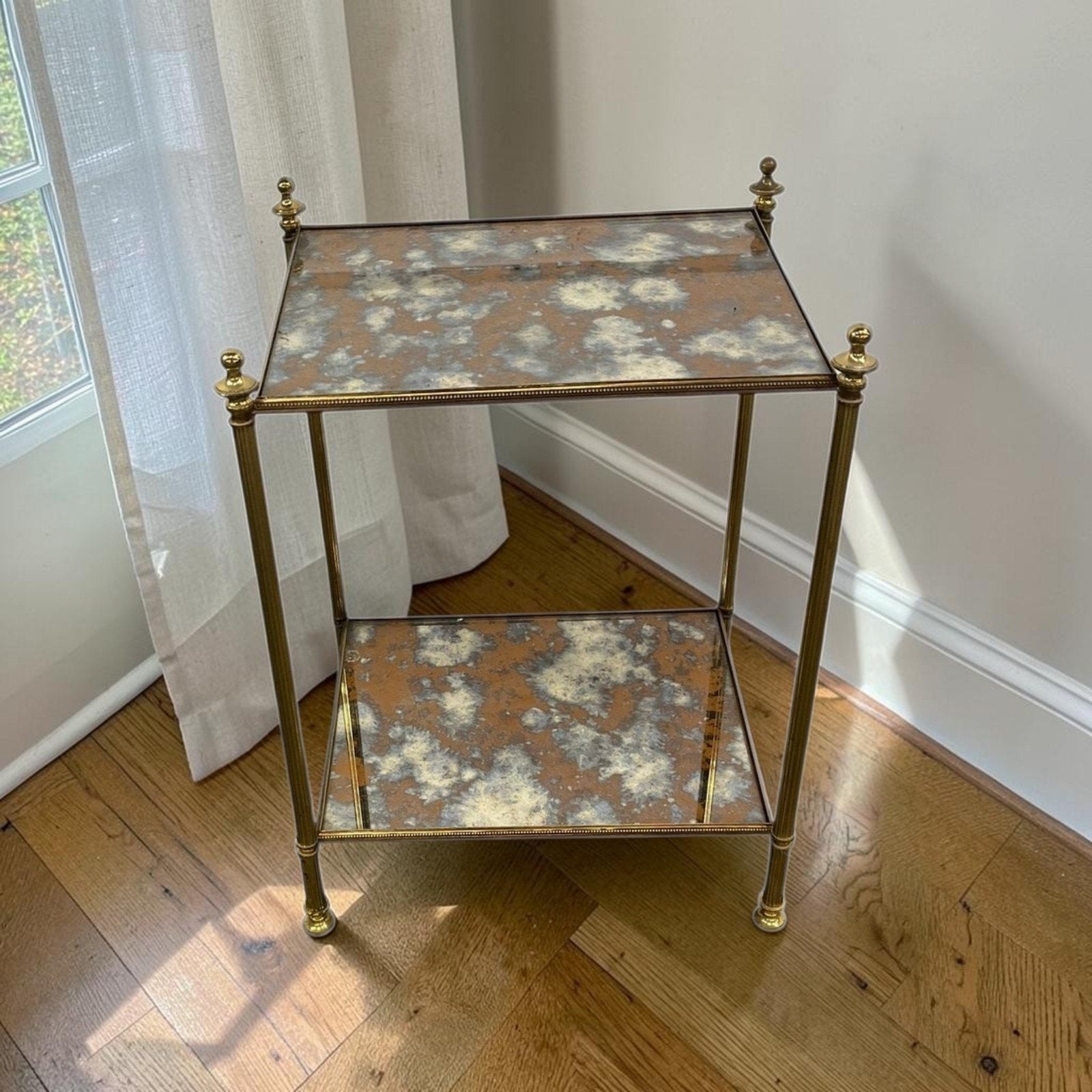 Vintage glazen gewolkte etagere / bijzettafel / sidetable, Ophalen of Verzenden