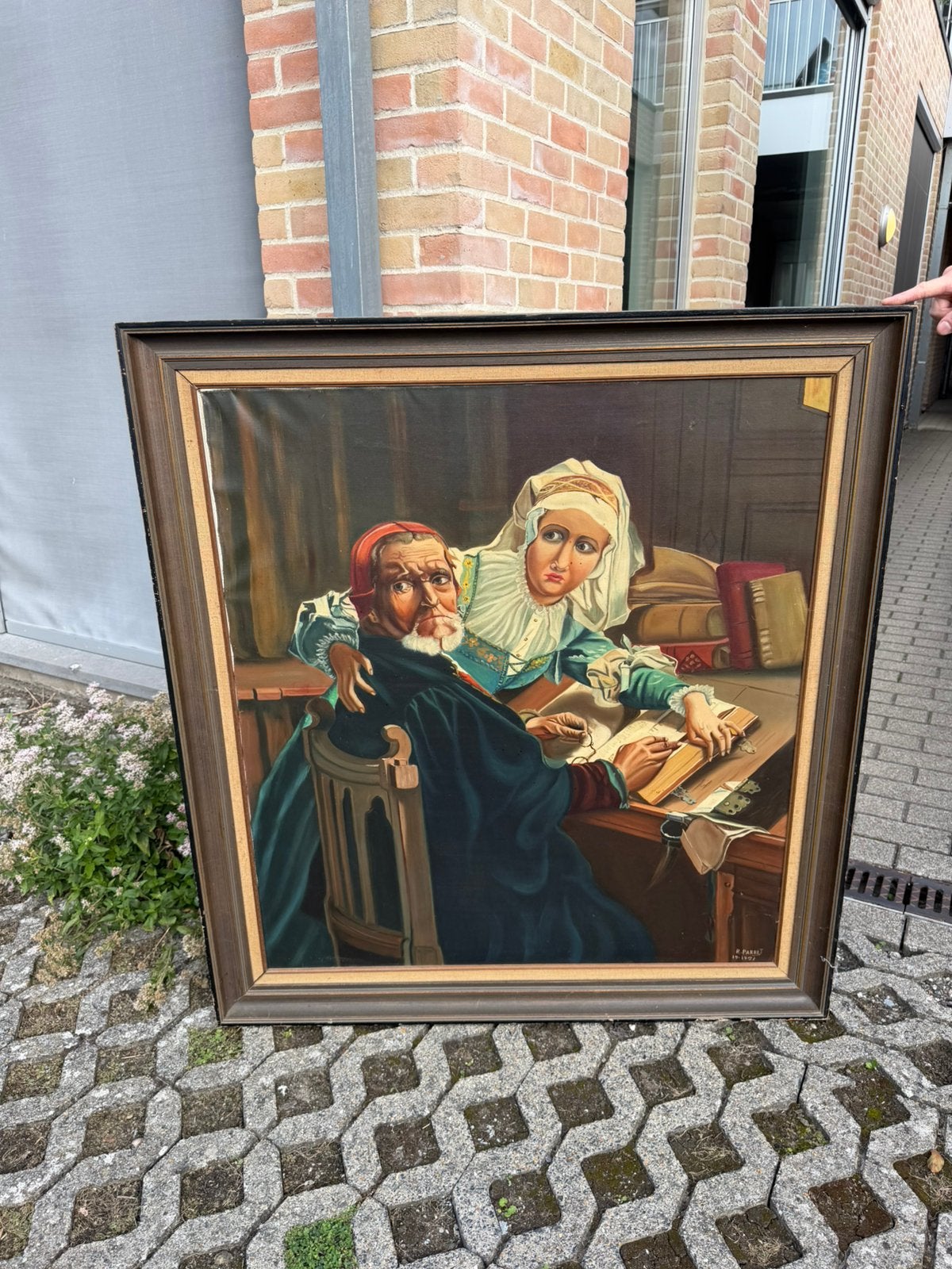 Antiek schilderij "De verboden lectuur" naar Karel Ooms, Antiek en Kunst, Ophalen, Klassiek, Portret of Personen