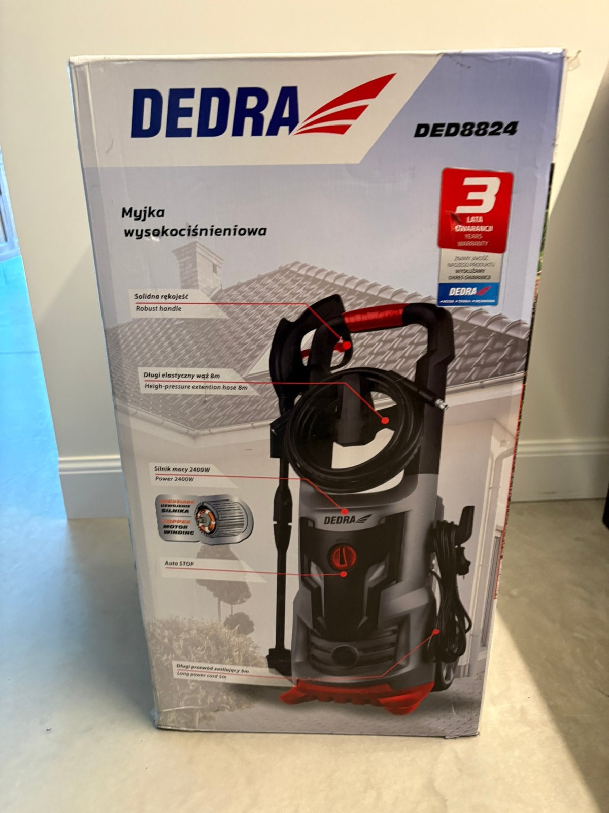 Hogedruk reiniger 2400 W 120/180 bar , 480L/u, 8 m slang, Enlèvement, Neuf