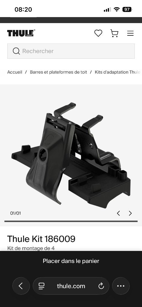 Kit de fixation Thule 186009, Autos : Pièces & Accessoires, Barres latérales, Neuf, Enlèvement ou Envoi