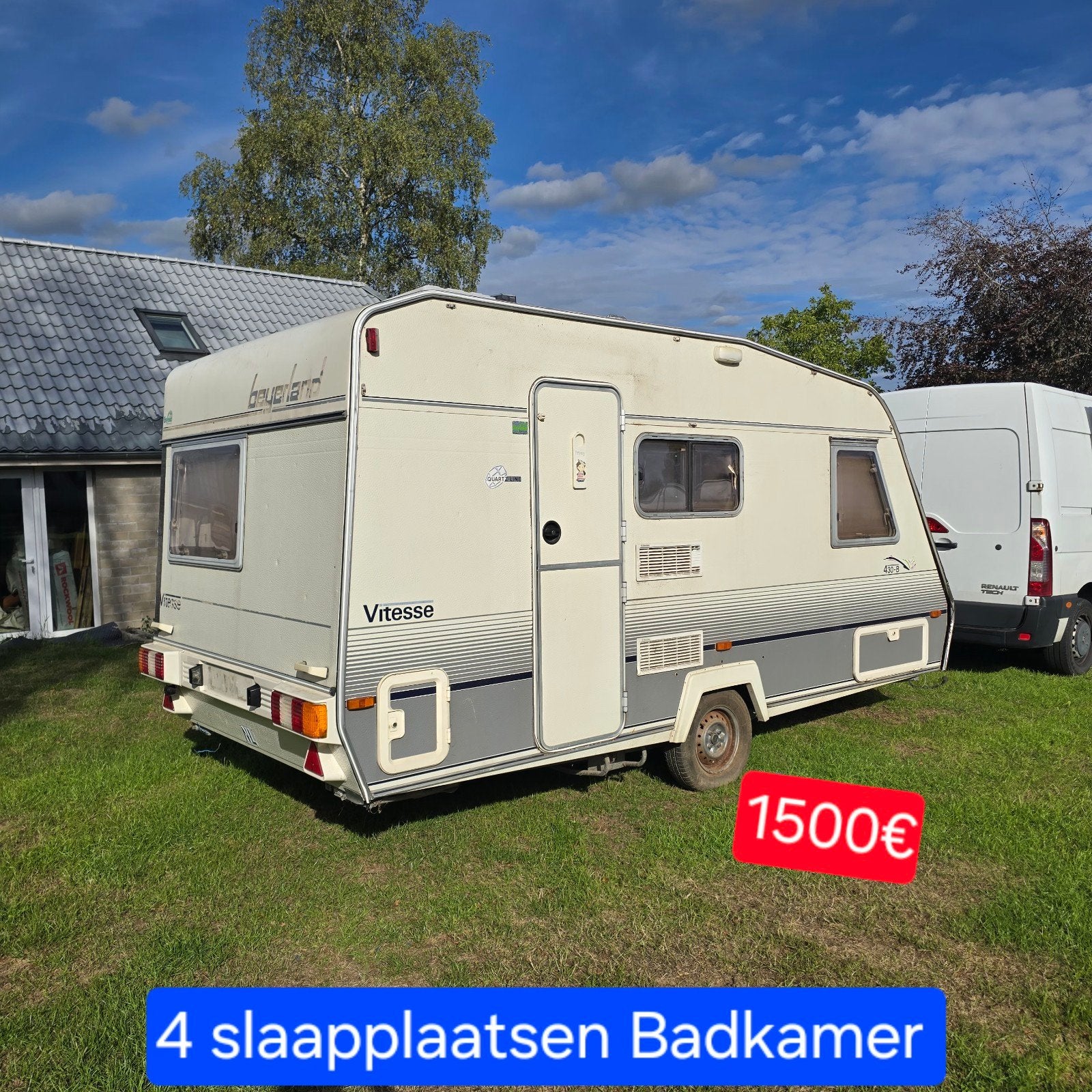 Caravan 4 slaapplaatsen Badkamer Toilet werfkeet camping 5m, Enlèvement