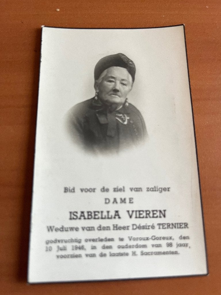 Rouwkaart I Vieren   1850 + Voroux-Goreux 1946, Envoi, Carte de condoléances
