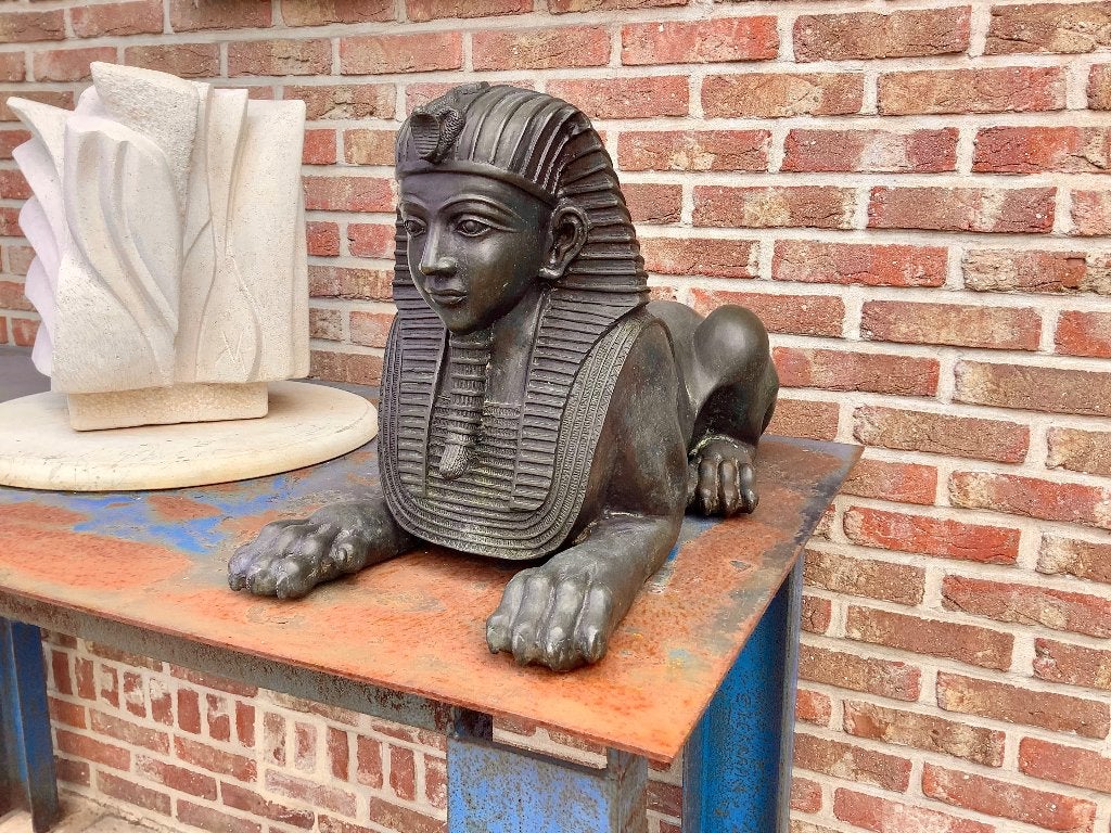 Oude bronzen sfinx 70’., Antiek en Kunst, Ophalen, Brons, Beeld