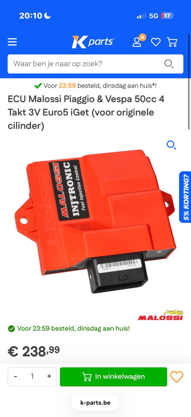 Ecu malossi piaggo en vespa 50cc 4t3v iget, Vélos & Vélomoteurs, Enlèvement, Comme neuf, Bloc, Vespa