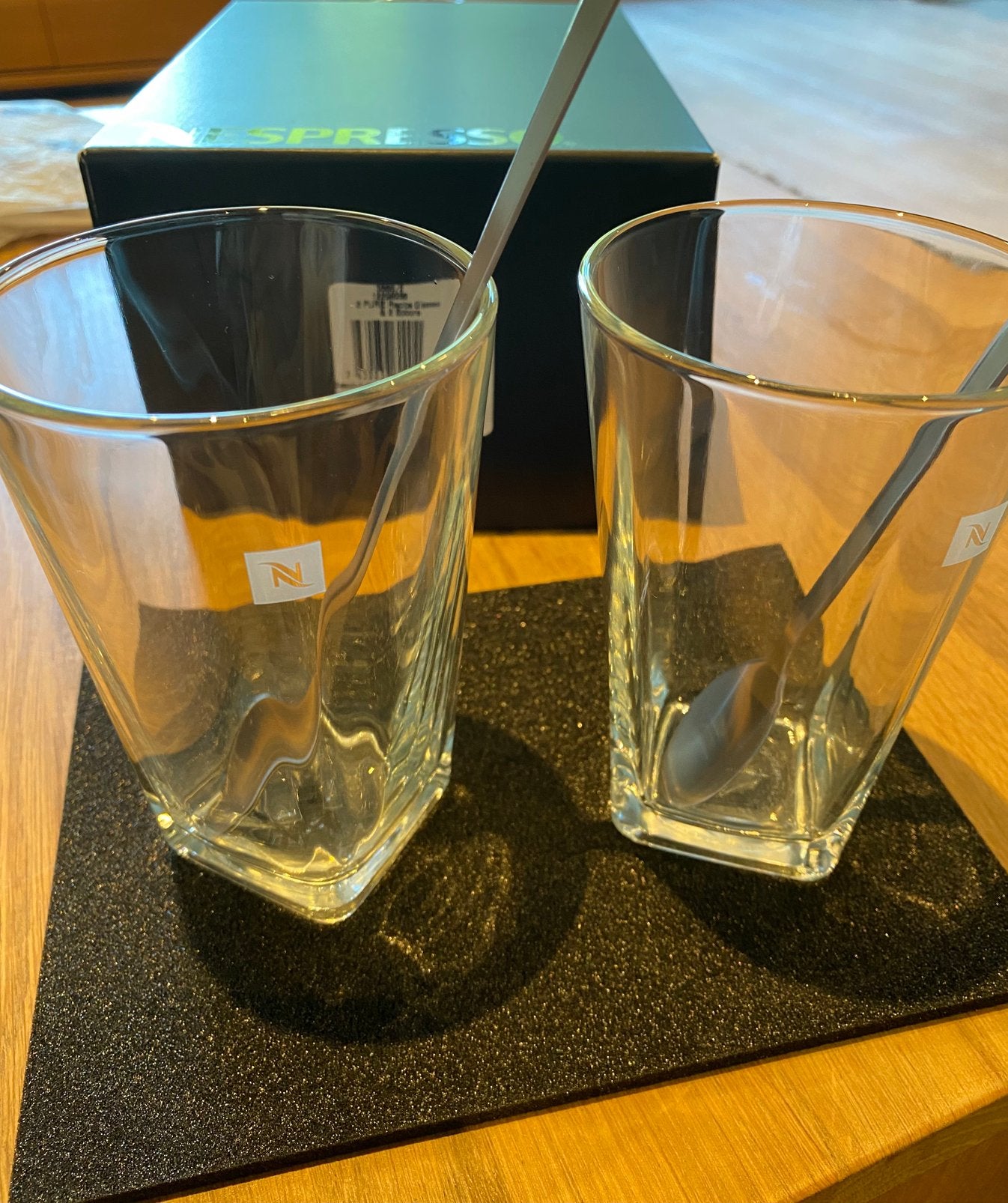 2 glazen koffie- lungo glazen Nespresso, Ophalen, Nieuw