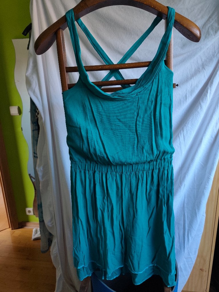 Robe verte doublée à bretelles croisées dans le dos., Vêtements | Femmes, Robes, Comme neuf, Jei-O, Au-dessus du genou, Taille 36 (S)