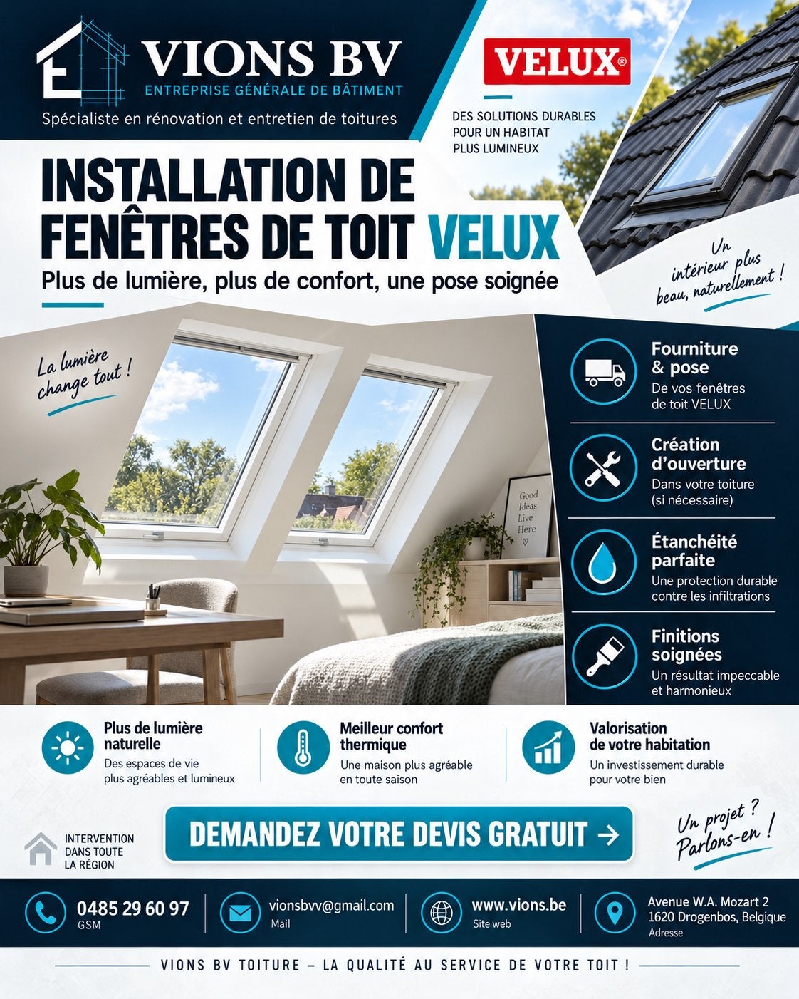 Installation et remplacement VELUX – Devis gratuit, Service 24h/24