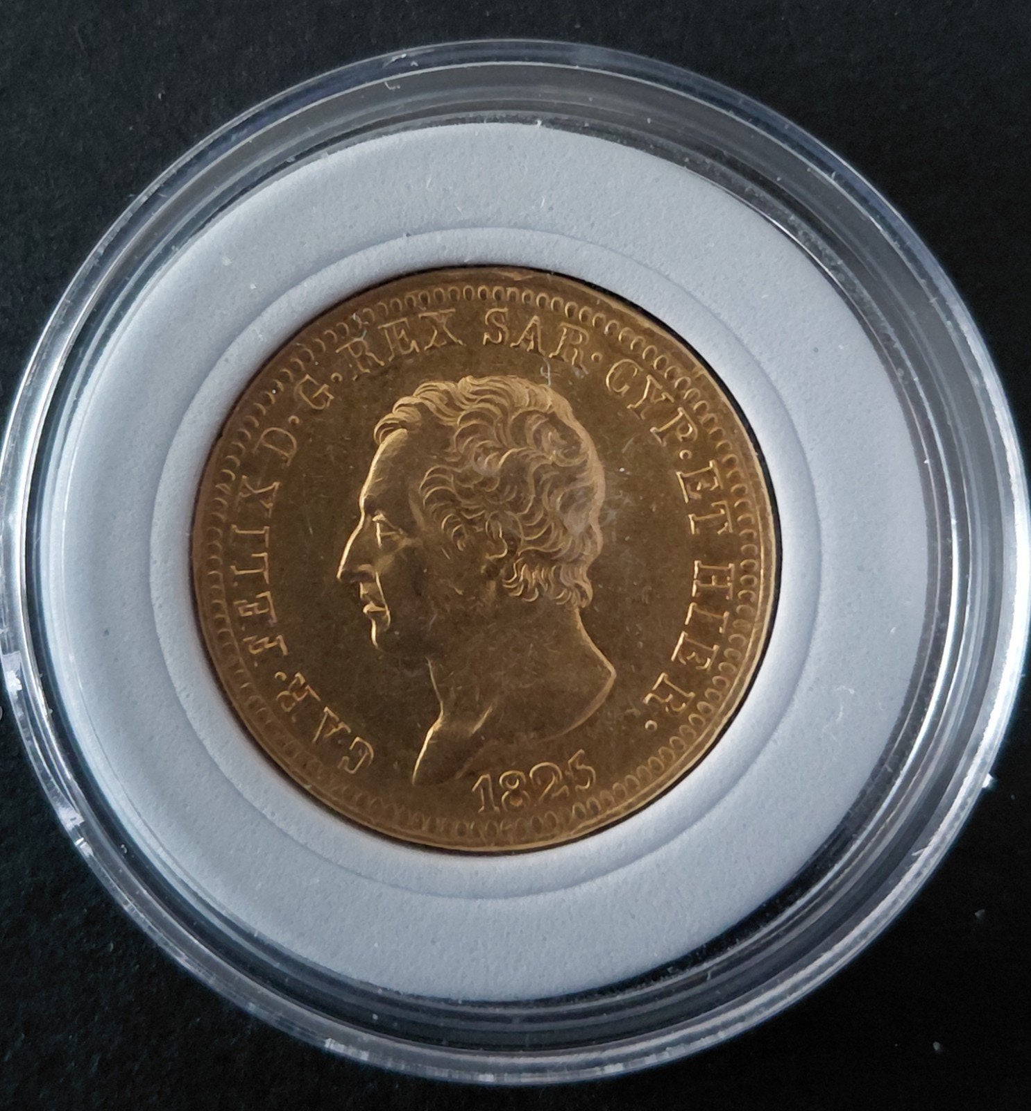 Sardaigne 40 lires 1825 - Karel Felix 12,9 grammes 21 carats, Envoi, Italie, Monnaie en vrac, Or