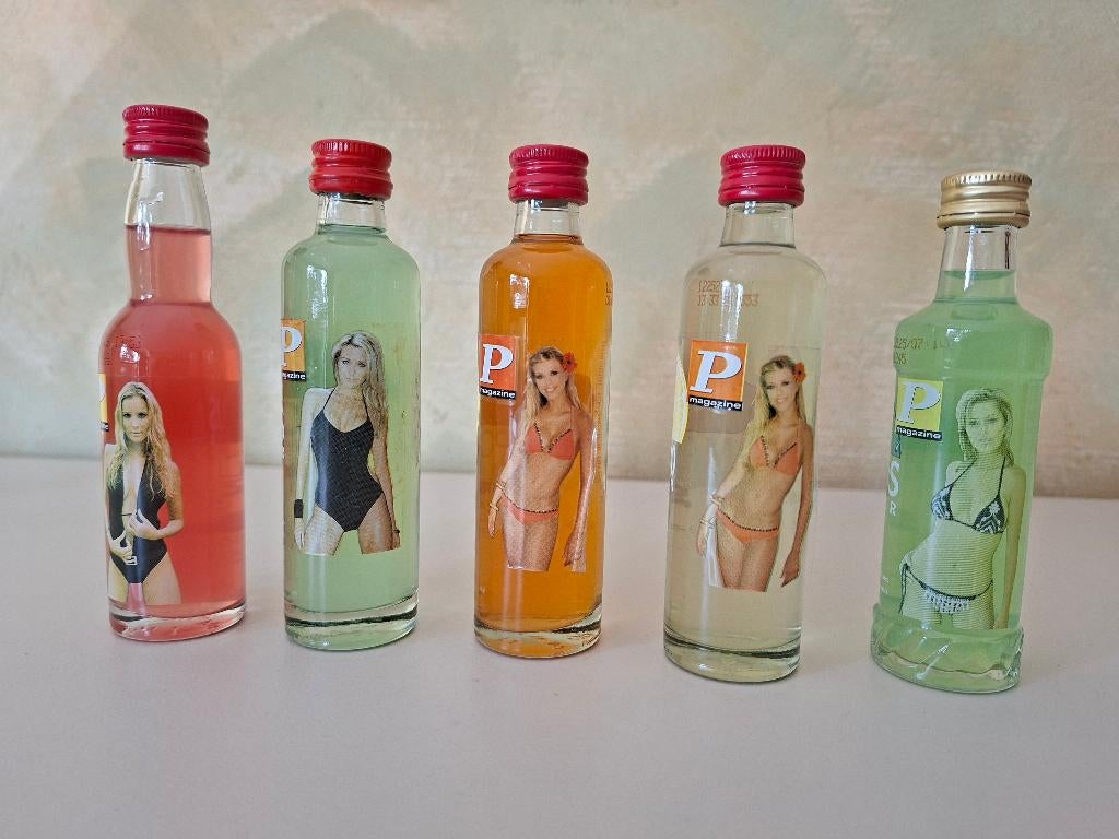 Set jenever flesjes P-Magazine, Verzamelen, Ophalen of Verzenden, Nieuw, Flesje(s), Overige merken
