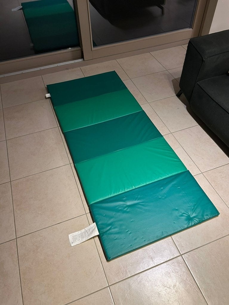 Opvouwbare turnmat / speelmat groen 180 x 78 cm - 5 panelen, Ophalen, Gebruikt
