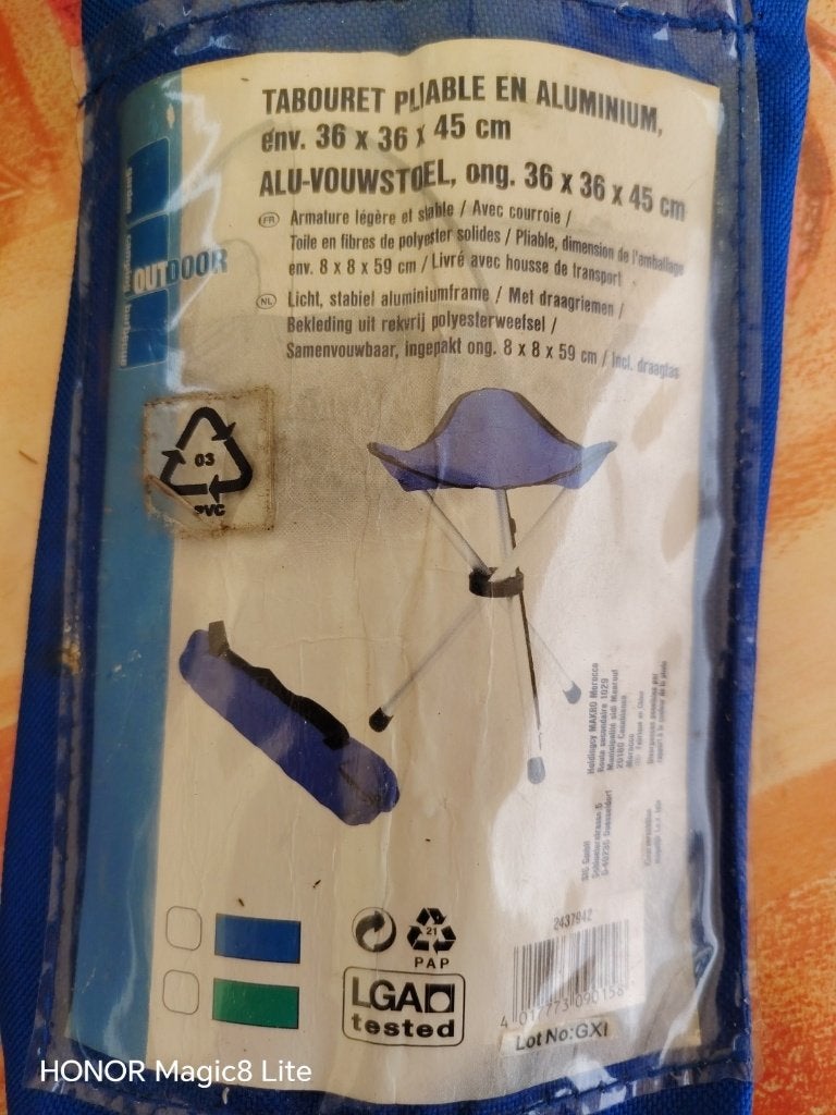 Opvouwbare aluminium kruk (36 x 36 x 45 cm) TBE, Antiek en Kunst, Ophalen