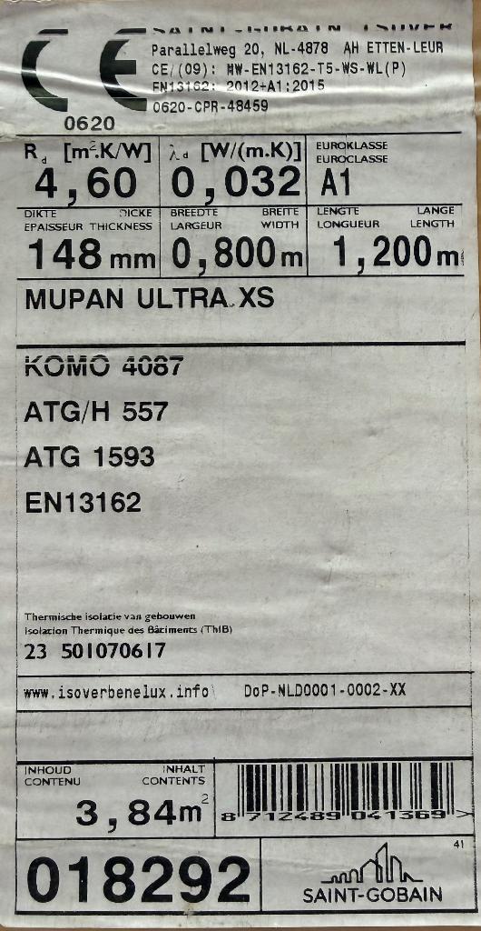 Hoogwaardige Isover muurisolatie, Ophalen, Dakisolatie, 12 cm of meer, Nieuw