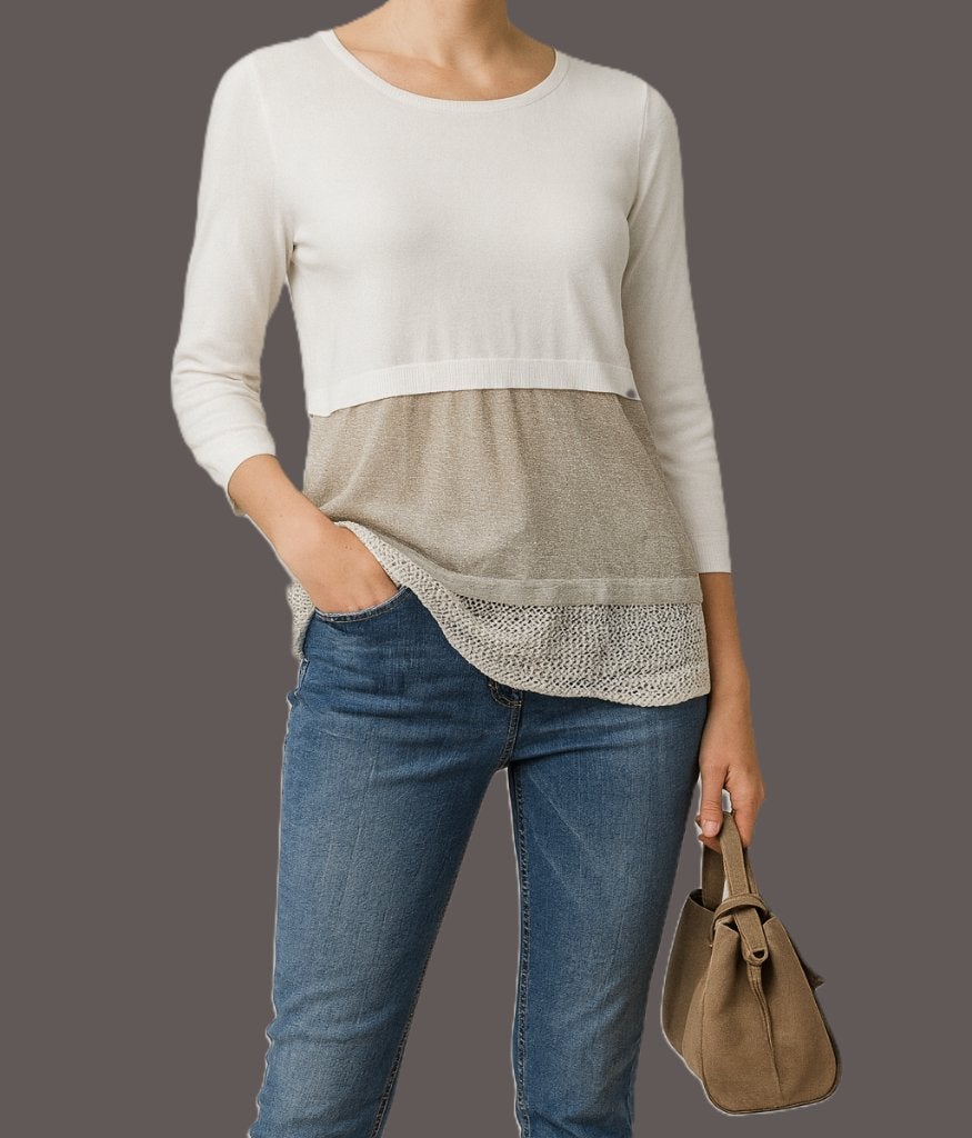 Liu Jo top met metallic details maat 38/40, Kleding | Dames, Topjes, Maat 38/40 (M), Liu Jo, Beige, Ophalen of Verzenden