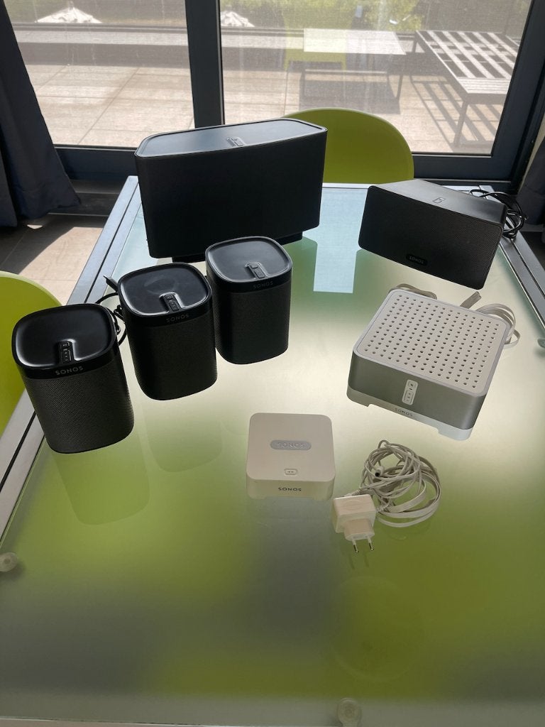 SONOS Gen 1 SET (3x PLAY1, PLAY3, PLAY5, AMP) ZWART, TV, Hi-fi & Vidéo, Enceintes, Entrée AUX, Enlèvement ou Envoi, Sorento, Utilisé