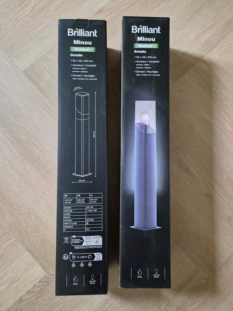 2x Nieuwe zwarte buitenverlichting met sensor van BRILLIANT, Tuin en Terras, Ophalen, Bewegingssensor