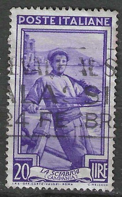 Italie 1950 - Yvert 580 - Italie werkt - Visser - 20 l. (ST), Verzenden, Gestempeld
