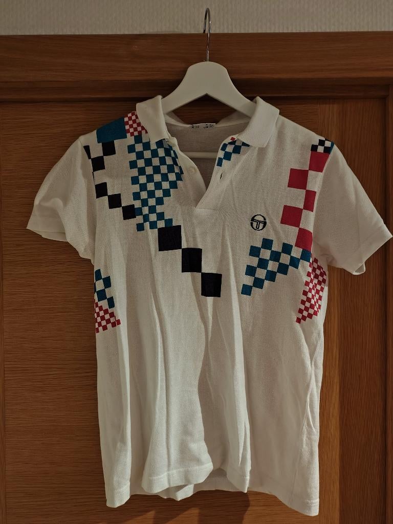 Polo vintage Sergio Tacchini, Enlèvement ou Envoi, Comme neuf, Taille 46 (S) ou plus petite, Blanc