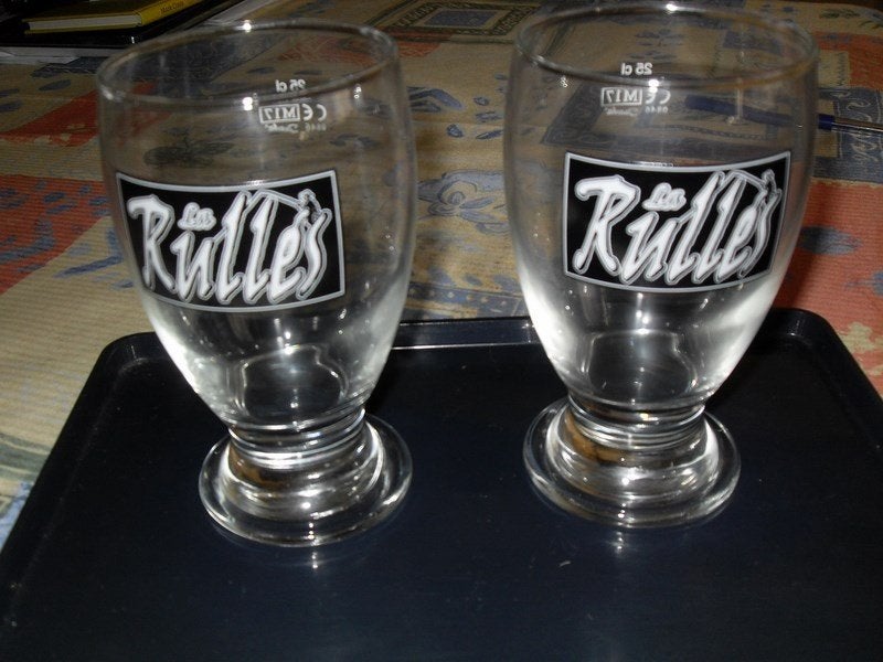 2 bierglazen "rulles" €2/stuk, Ophalen of Verzenden, Nieuw, Bierglas
