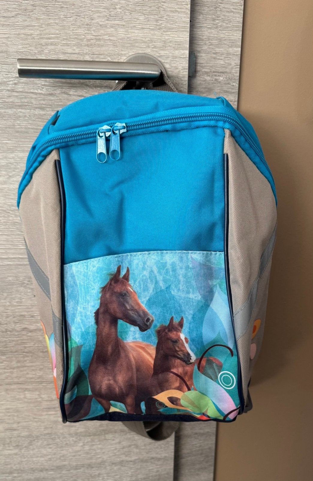 Paarden boekentas rugzak kleuter, Ophalen, Zo goed als nieuw, Blauw, Rugtas