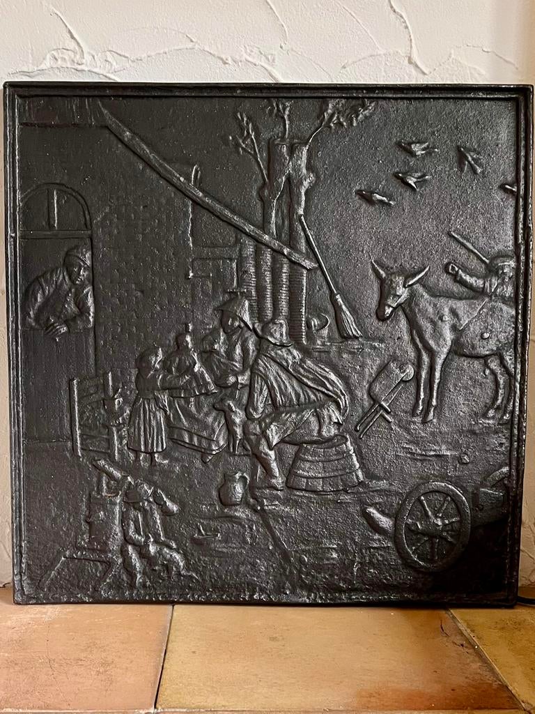 Antieke gietijzeren schouw 55x55cm, Antiek en Kunst, Antiek | Woonaccessoires, Ophalen