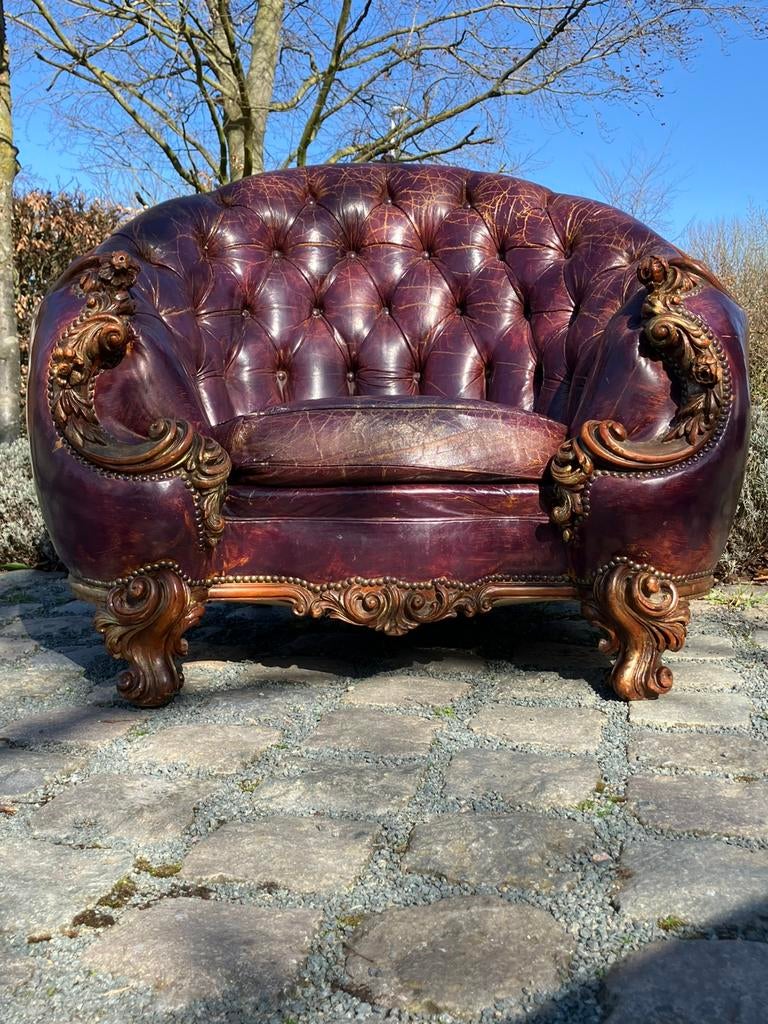 Zeldzame antieke Barok Chesterfield clubfauteuil, Enlèvement