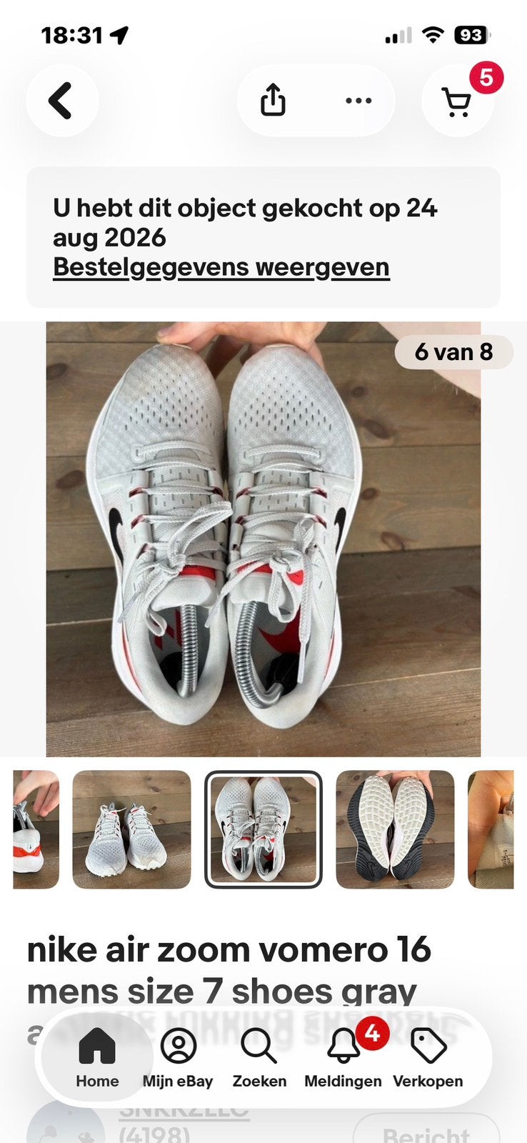 Nike Air Zoom Vomero 16 maat EU40, wit-rood-zwart te koop!, Gebruikt, Ophalen of Verzenden, Hardlopen, Hardloopschoenen