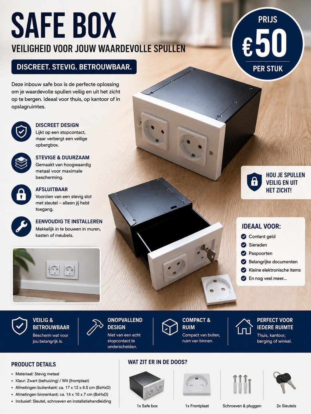 safebox (opbergkluis), Ophalen of Verzenden, Nieuw, Brandkast