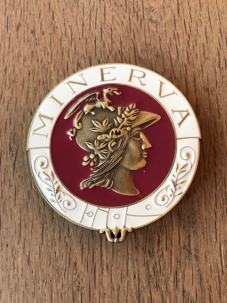 Badge publicitaire en émail MINERVA, Enlèvement ou Envoi, Comme neuf, Panneau publicitaire