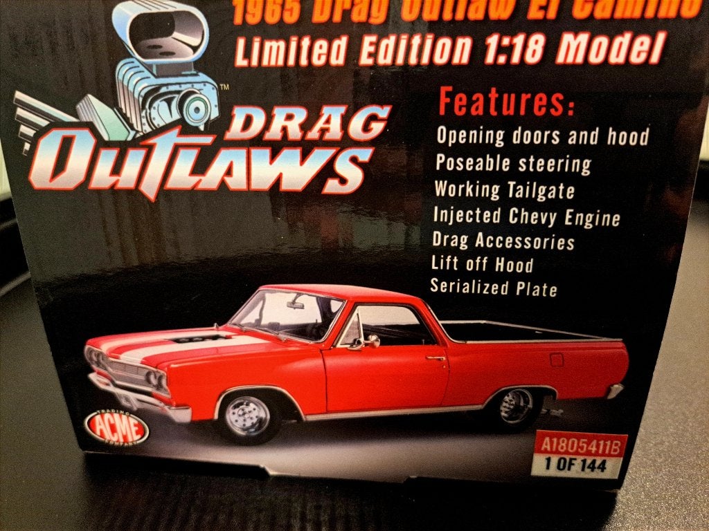 1:18 ACME 1965 Drag Outlaws Chevrolet El Camino, Enlèvement ou Envoi, Neuf, Voiture, Autres marques