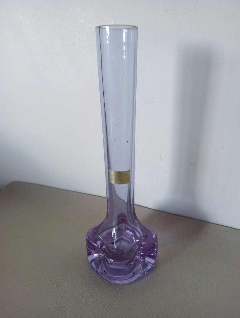 Vase solifleur vintage en cristal mince lilas, Antiquités & Art, Enlèvement ou Envoi