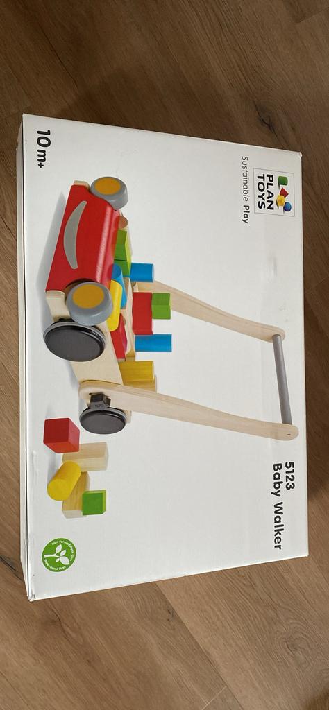Plan toys houten baby walket loopwagen met blokken, Kinderen en Baby's, Ophalen, Zo goed als nieuw
