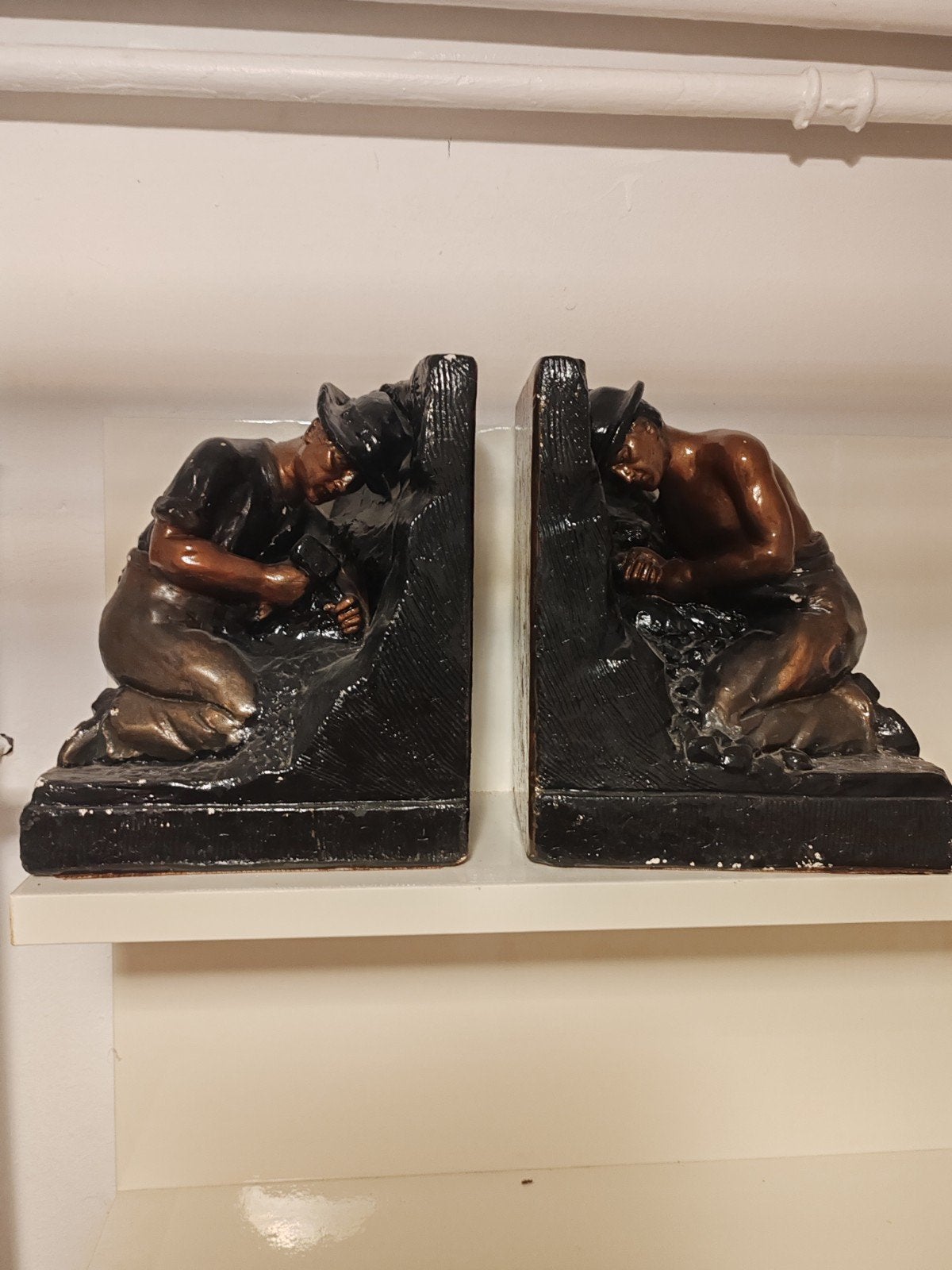 Te koop mooie boekensteunen "Mijnwerkers", Huis en Inrichting, Ophalen, Gebruikt